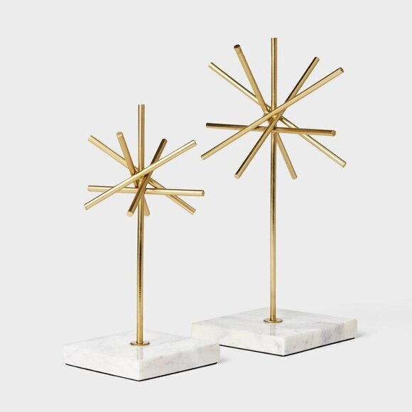 Threshold Studio McGee Tall Brass & Marble Decor Star Object Christmas 2023 - Picture 4 of 5